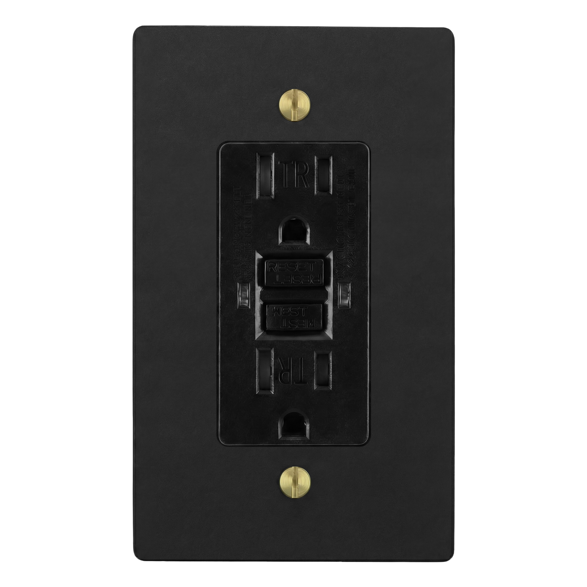 Matte Black (Satin Brass Accents) 1-Gang GFCI Outlet Switch Plate in Black
