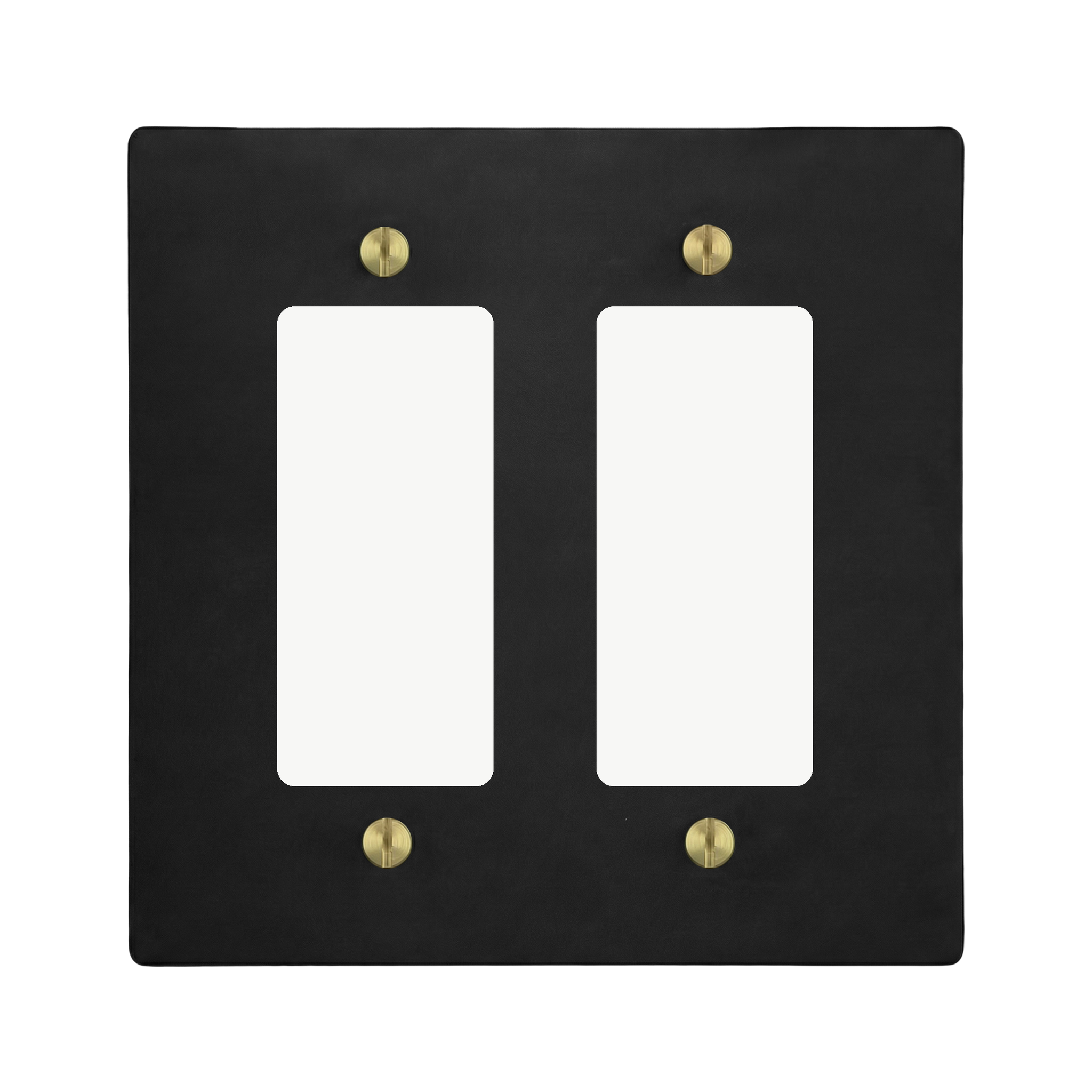 Matte Black (Satin Brass Accents) 2-Gang Decora & Decora Switch Plate