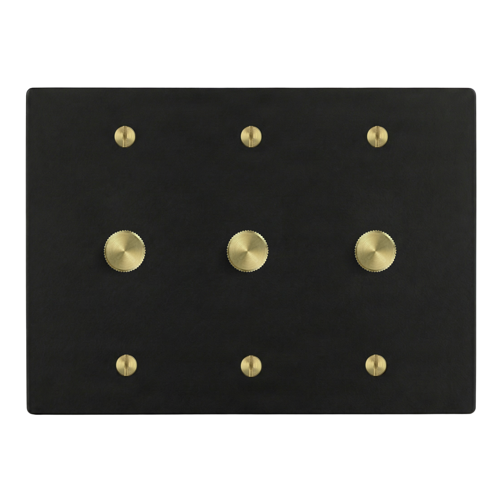 Matte Black (Satin Brass Accents) 3-Gang Dimmer, Dimmer & Dimmer Switch Plate