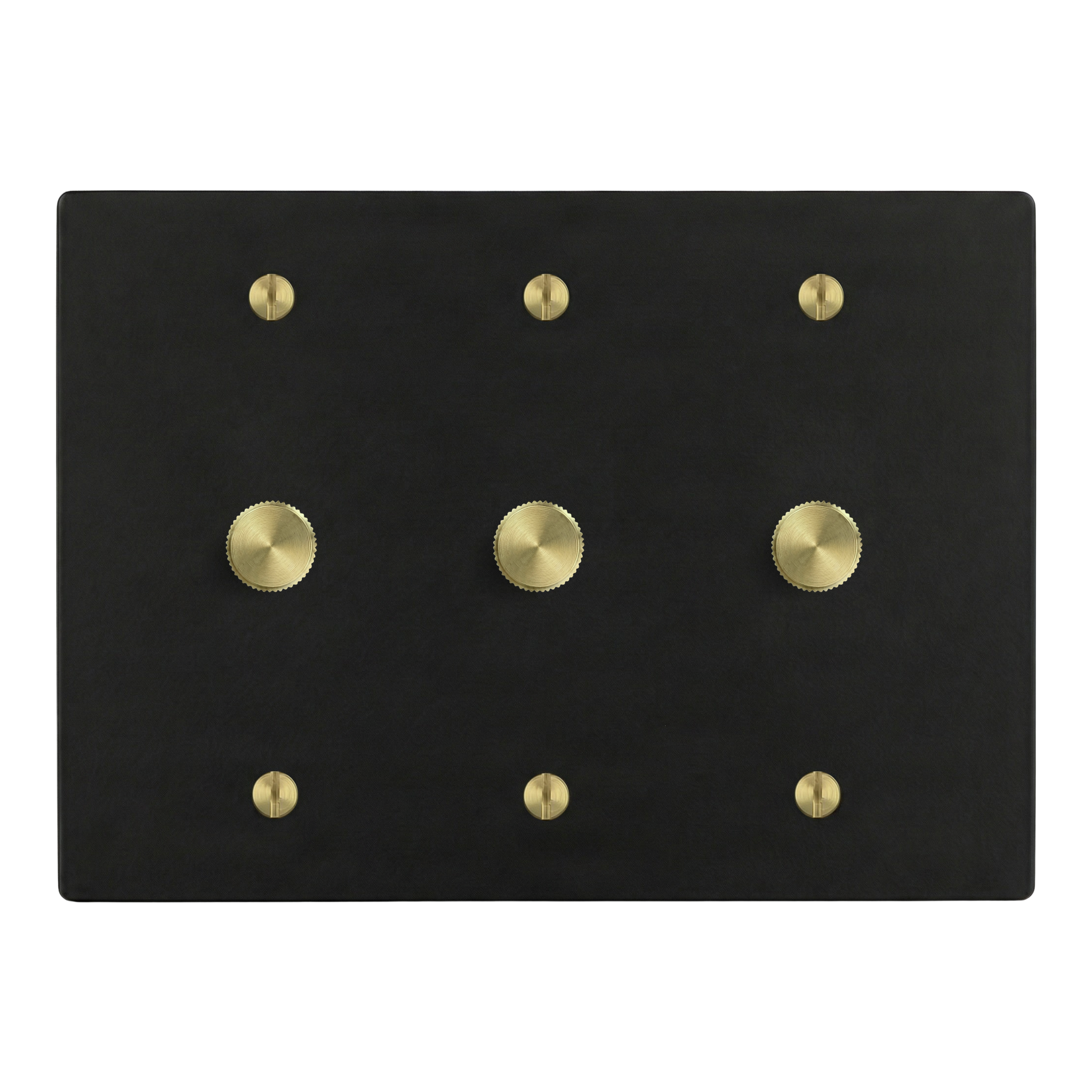 Matte Black (Satin Brass Accents) 3-Gang Dimmer, Dimmer & Dimmer Switch Plate