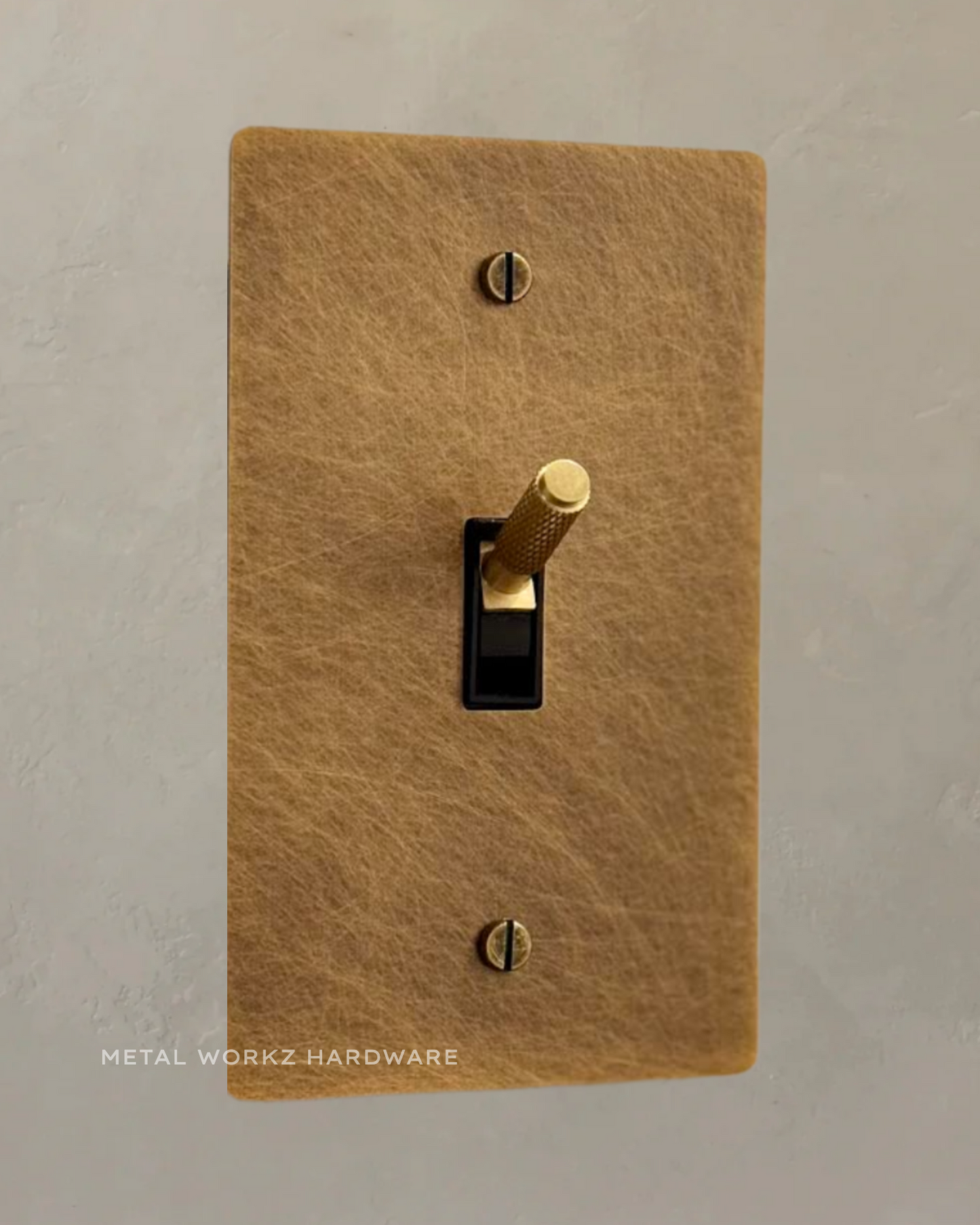Brass Modern Knurled Toggle Light Switch (1-Gang) Aged Patina Brass With Black Module