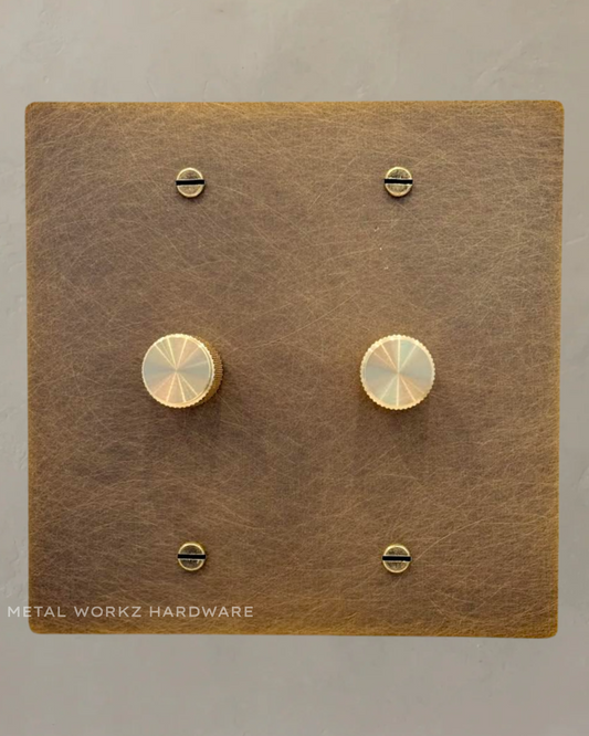Brass Rotary Dimmer Switch (2-Gang) Aged Patina Brass