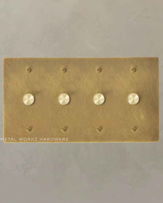 Brass Rotary Dimmer Switch (4-Gang) Aged Patina Brass