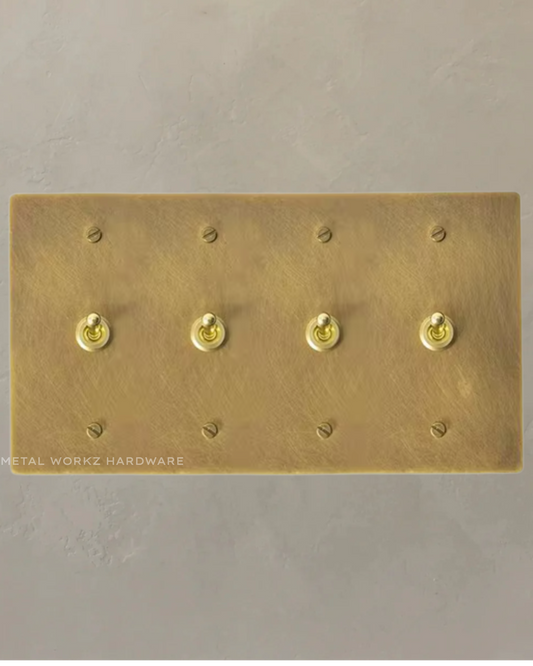 Brass Vintage Toggle Light Switch (4-Gang) Aged Patina Brass