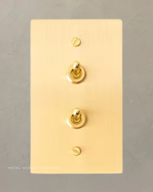 Brass Vintage Stacked Toggle Light Switch (2-Gang) Brass