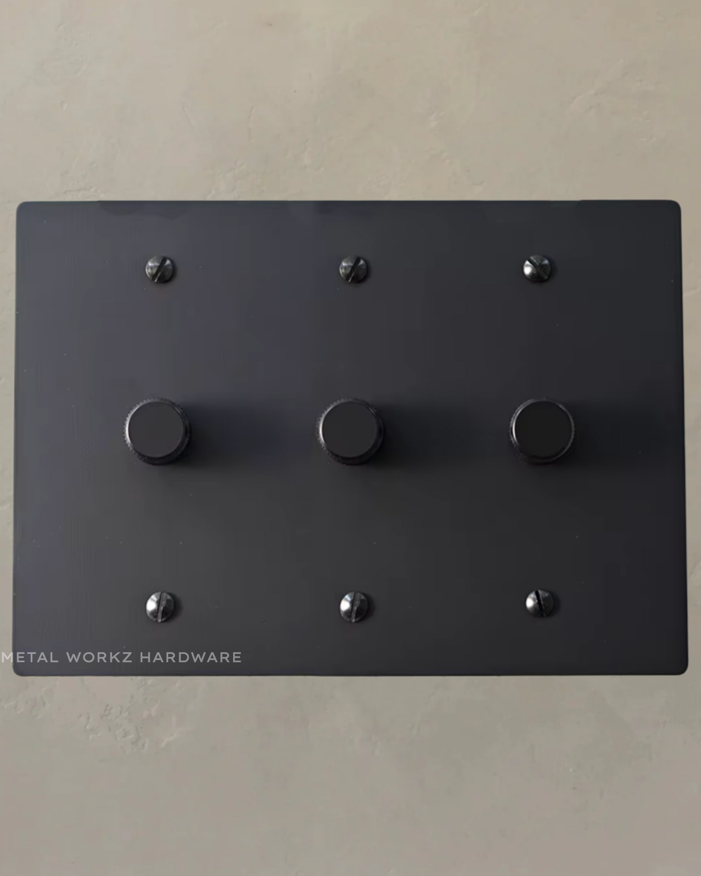 Brass Rotary Dimmer Switch (3-Gang) Black