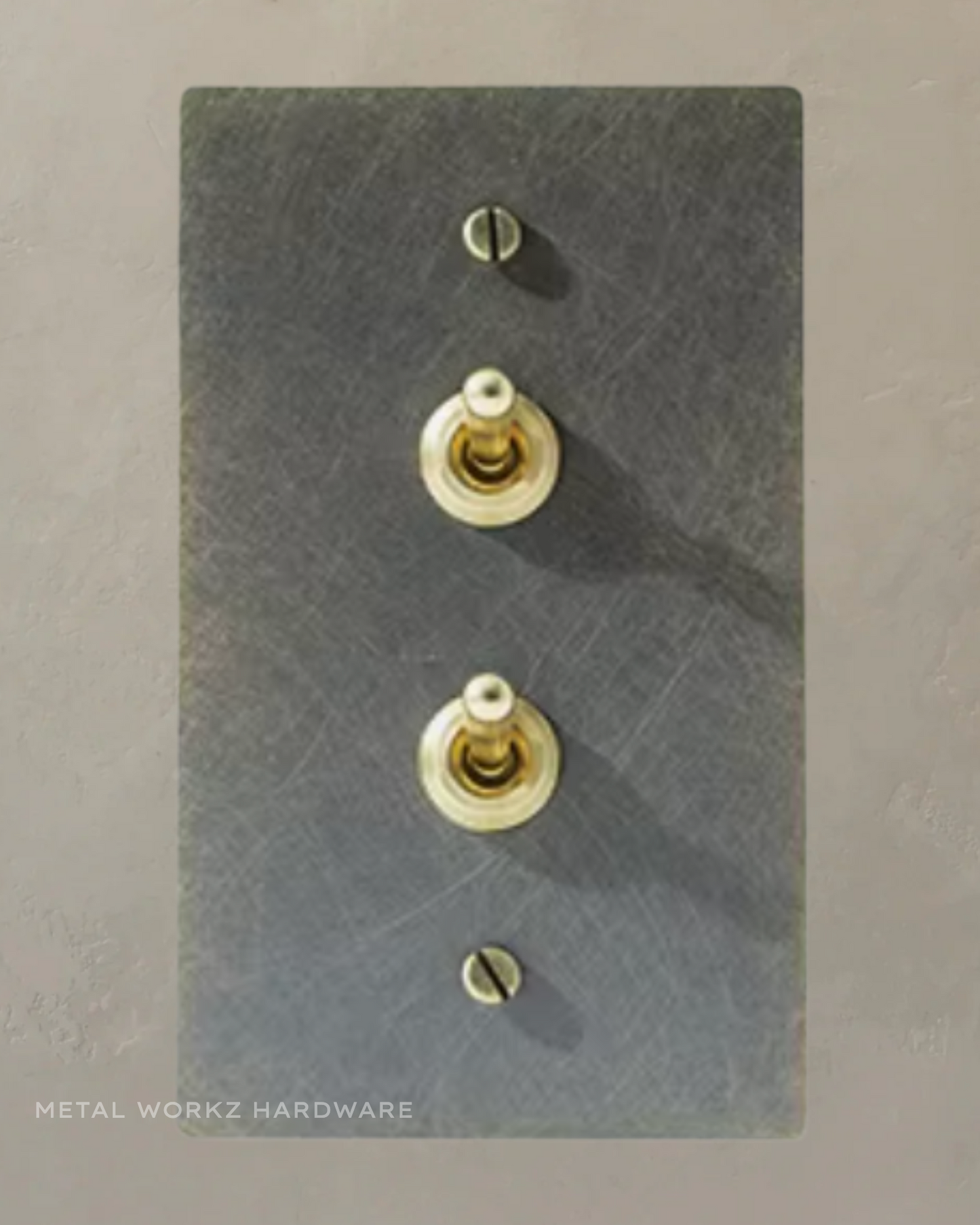 Brass Vintage Stacked Toggle Light Switch (2-Gang) Antique Bronze