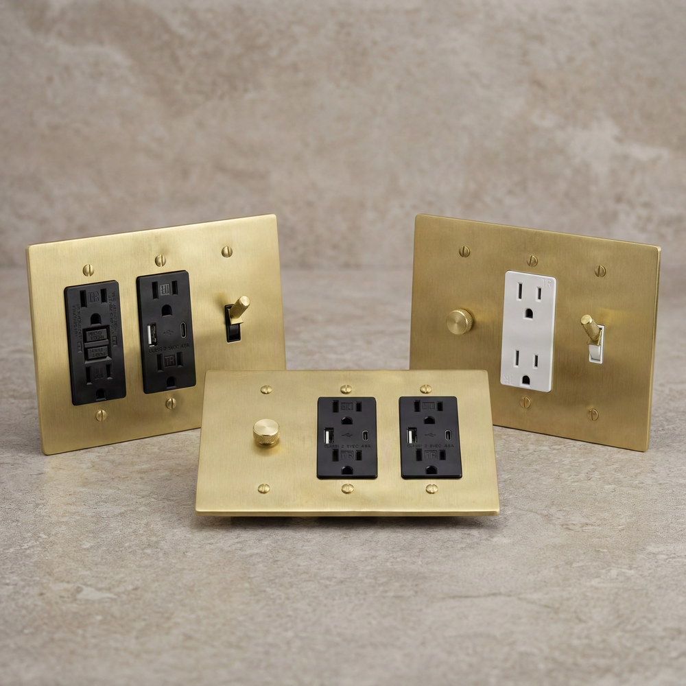 Satin Brass 3 Gang Outlets collection thumbnail
