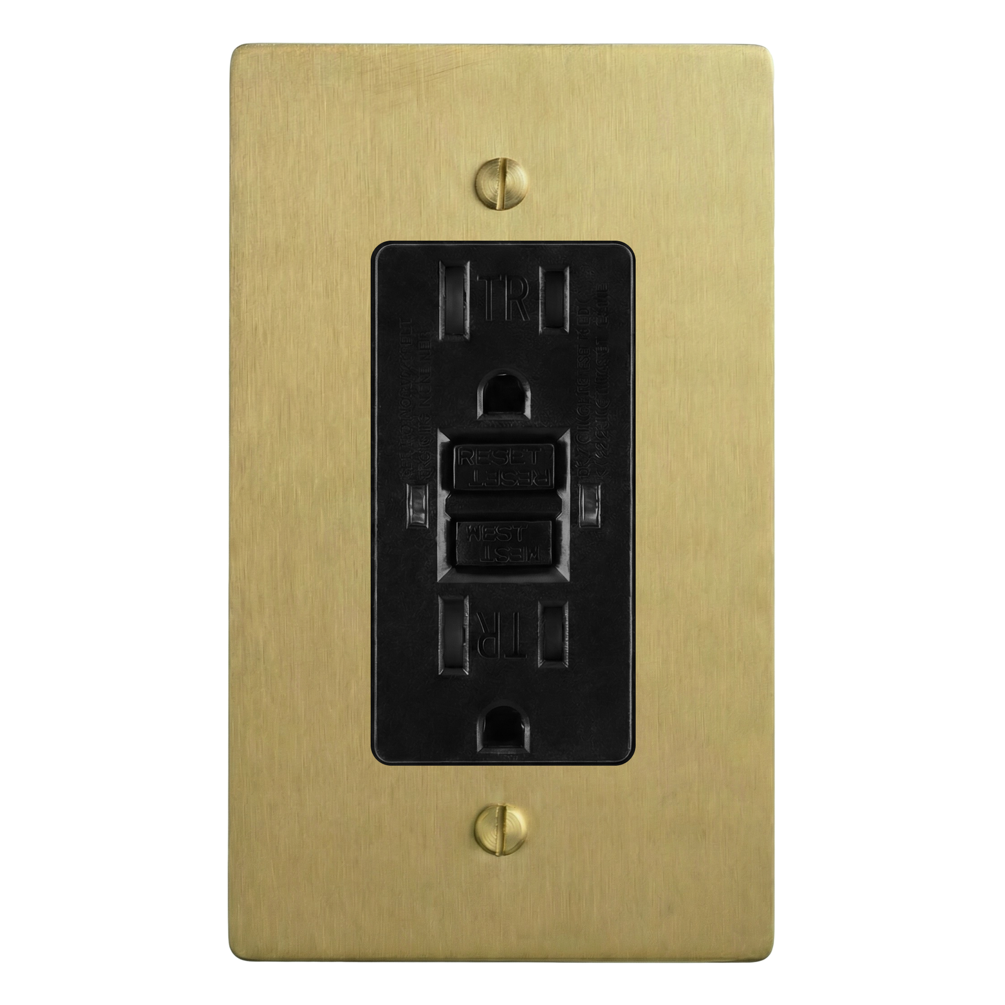 Satin Brass 1-Gang GFCI Outlet Switch Plate in Black