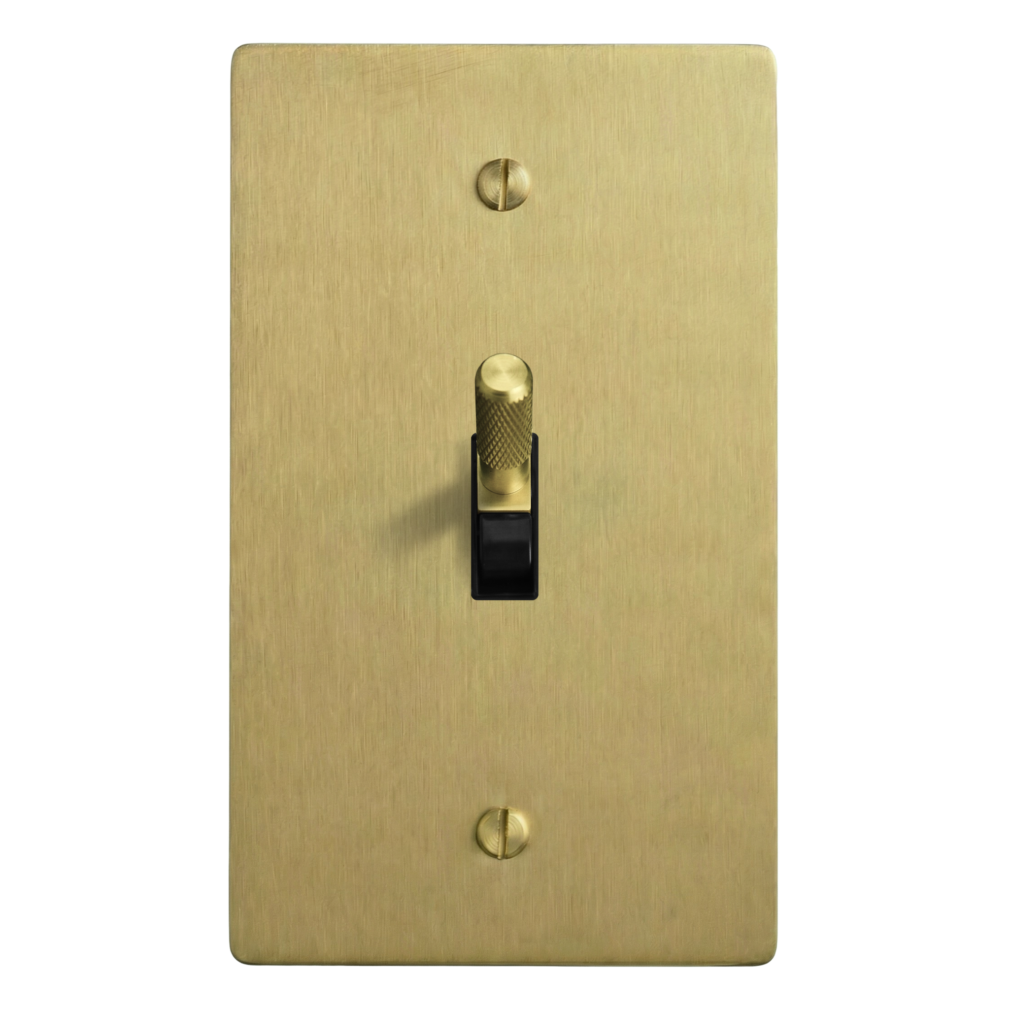 Satin Brass 1-Gang Toggle Switch Plate in Black