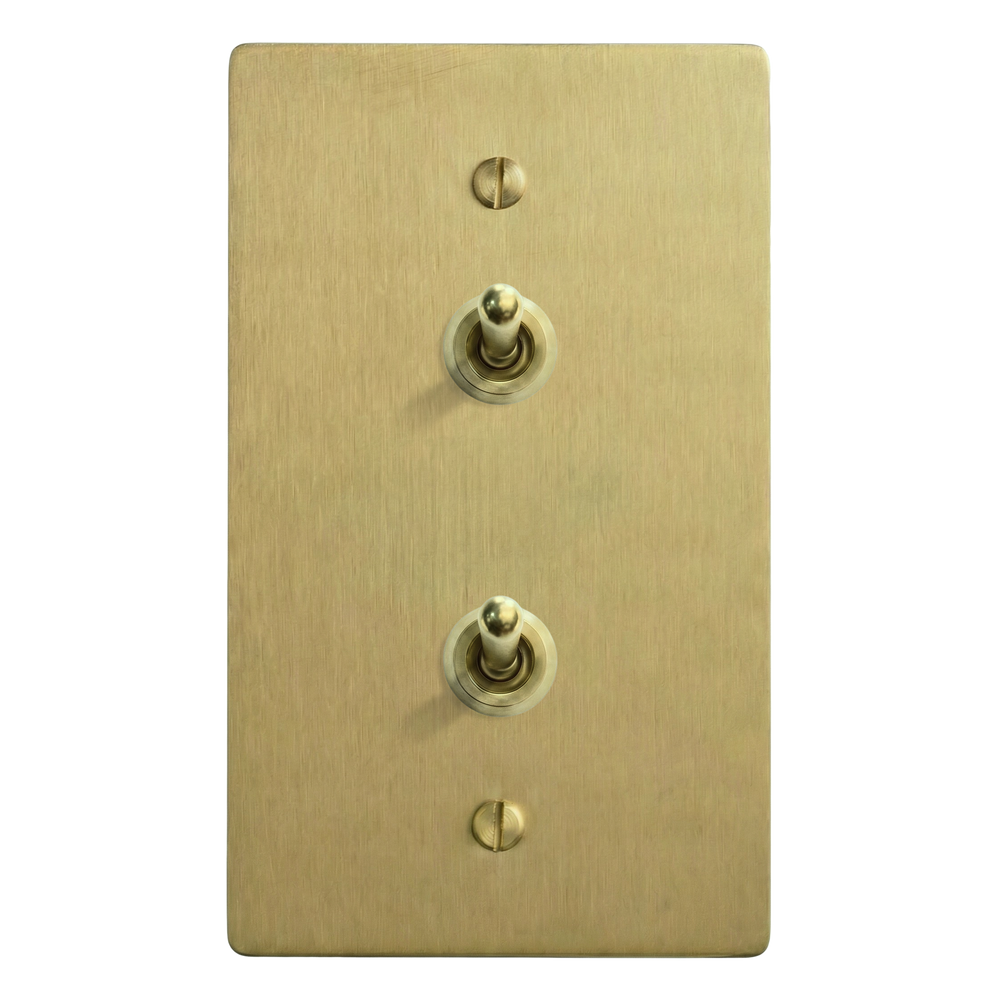 Satin Brass 1-Gang Stacked Vintage Toggle Switch Plate