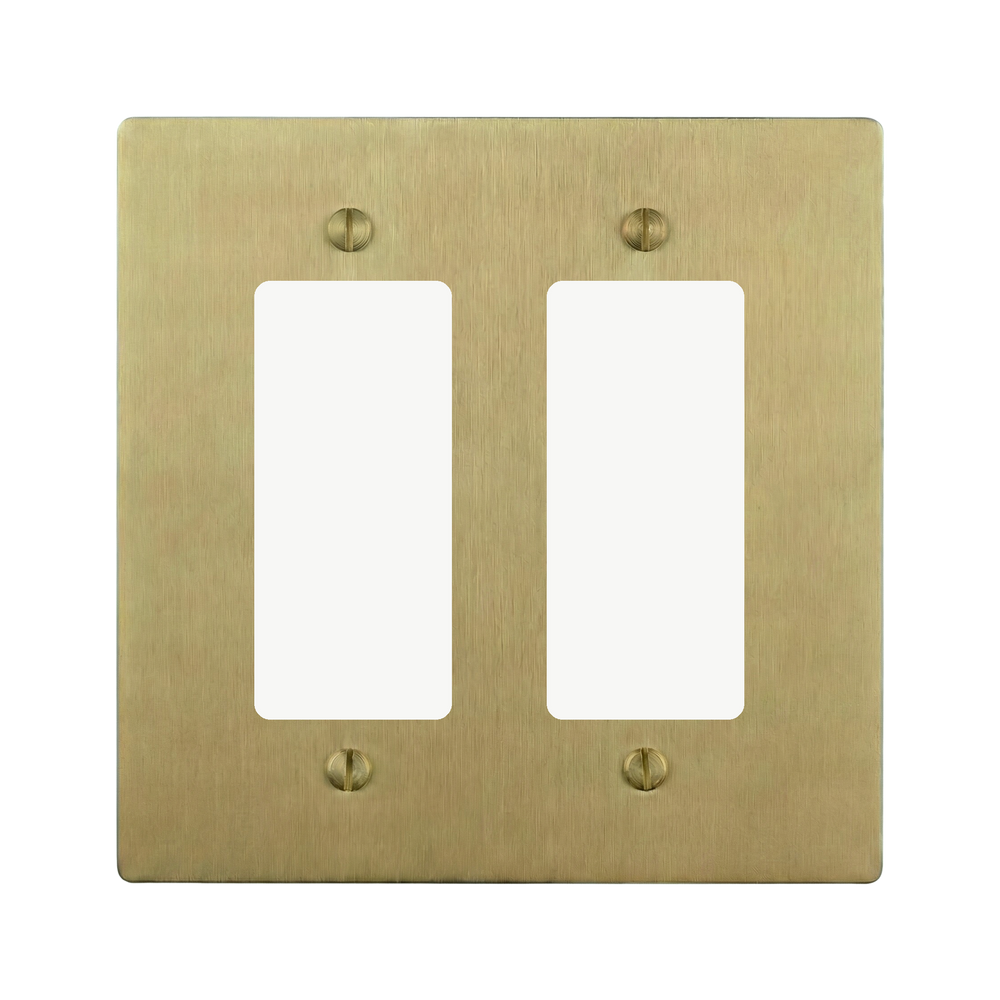 Satin Brass 2-Gang Decora & Decora Switch Plate