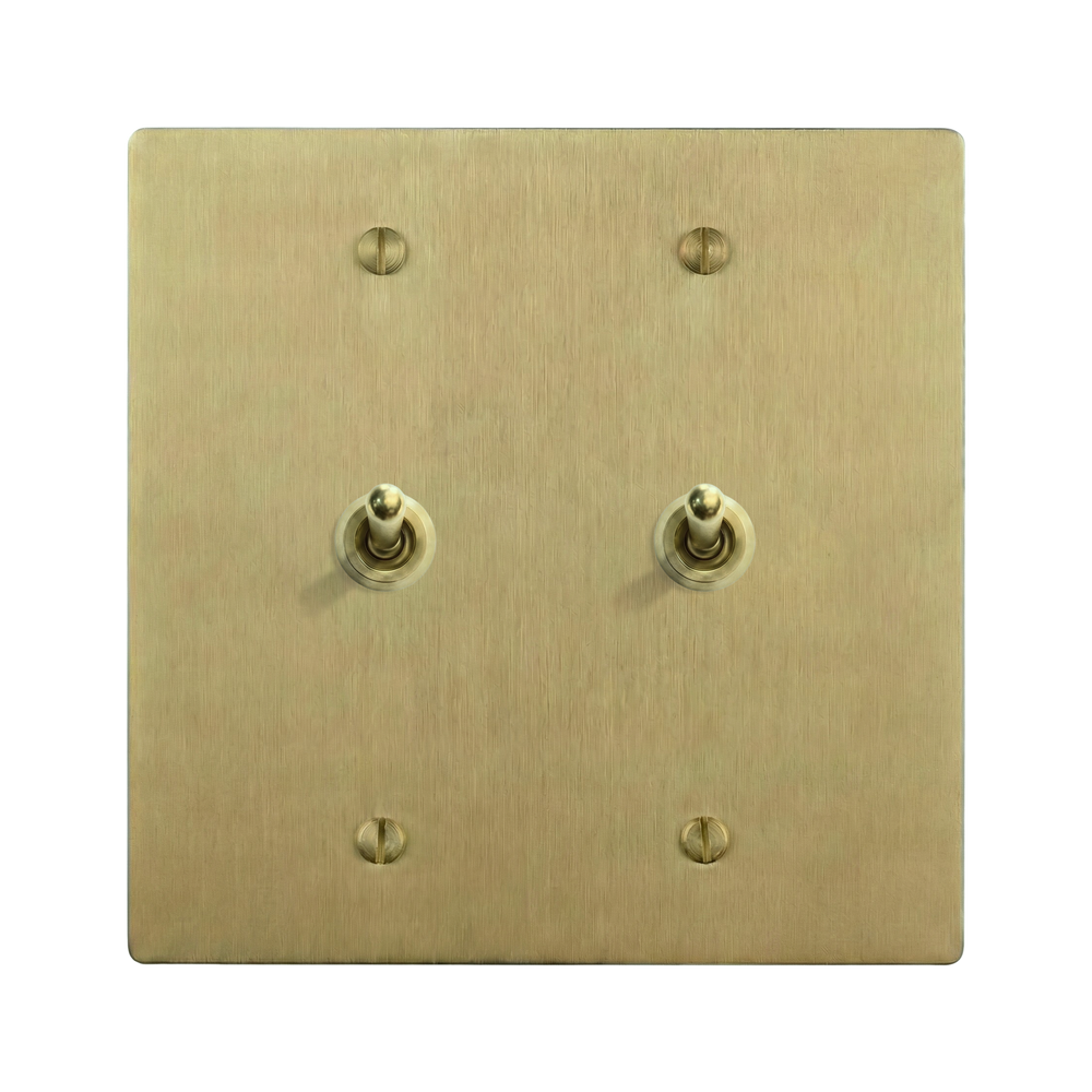 Satin Brass 2-Gang Vintage Toggle & Vintage Toggle Switch Plate