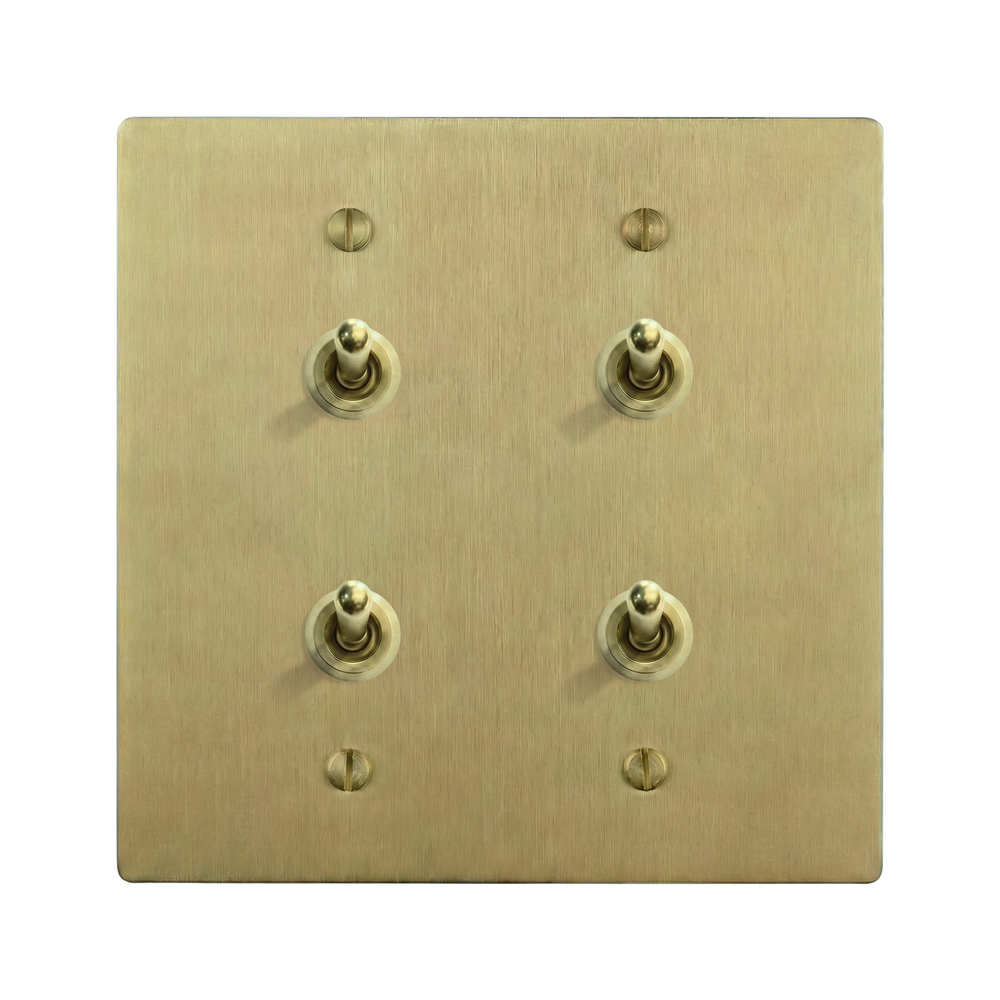 Satin Brass 2-Gang Stacked Vintage Toggle & Stacked Vintage Toggle Switch Plate