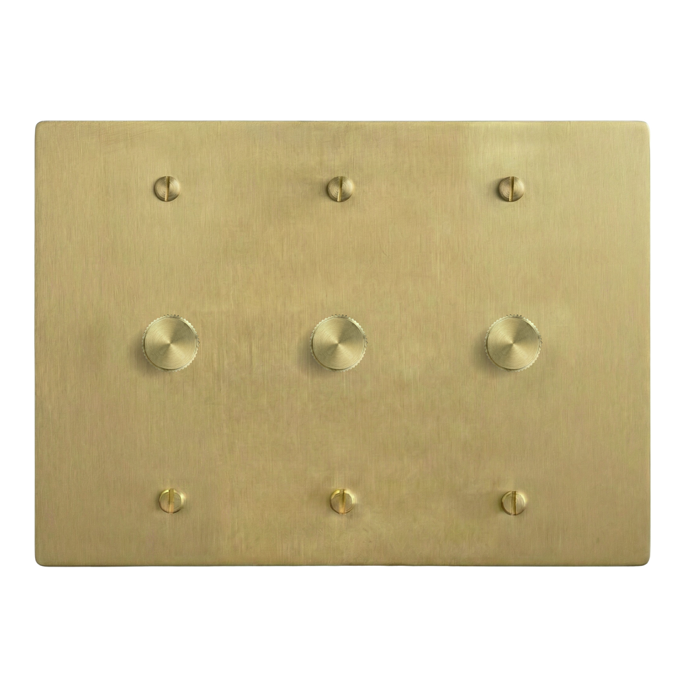 Satin Brass 3-Gang Dimmer, Dimmer & Dimmer Switch Plate