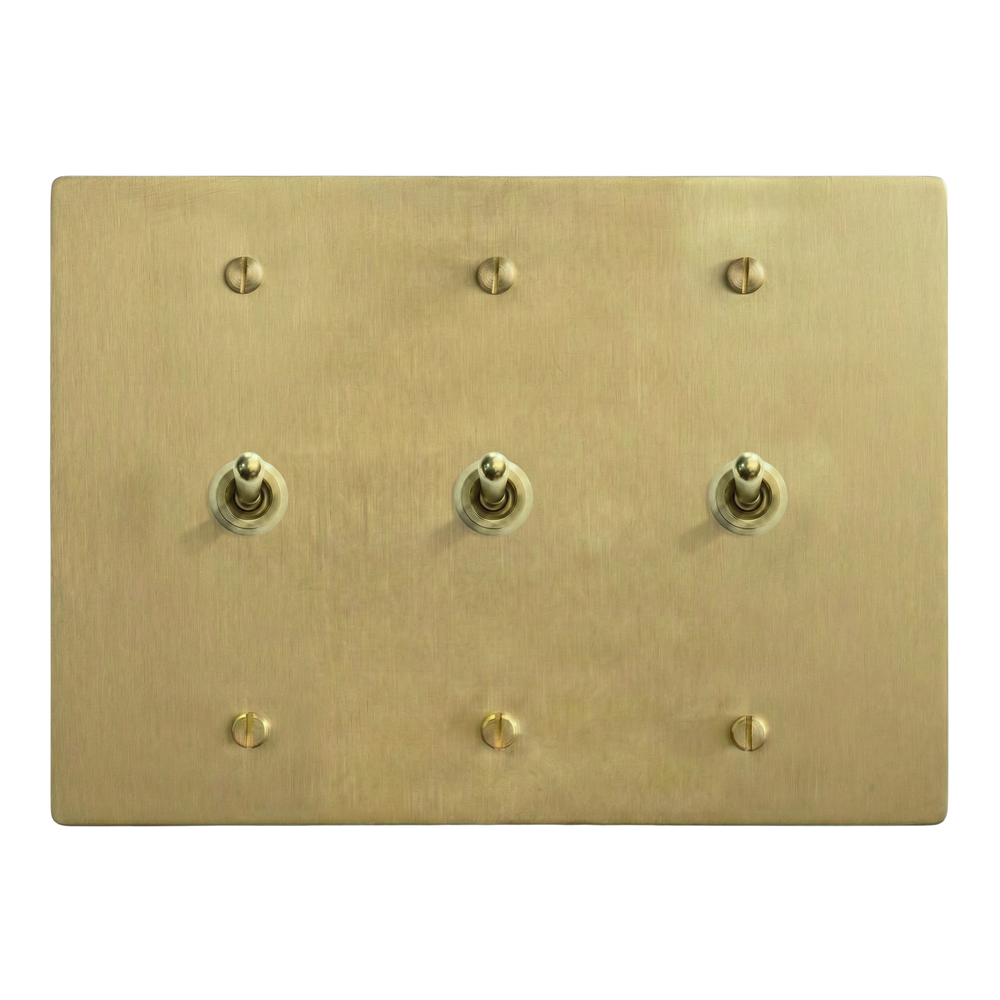 Satin Brass 3-Gang Vintage Toggle, Vintage Toggle & Vintage Toggle Switch Plate