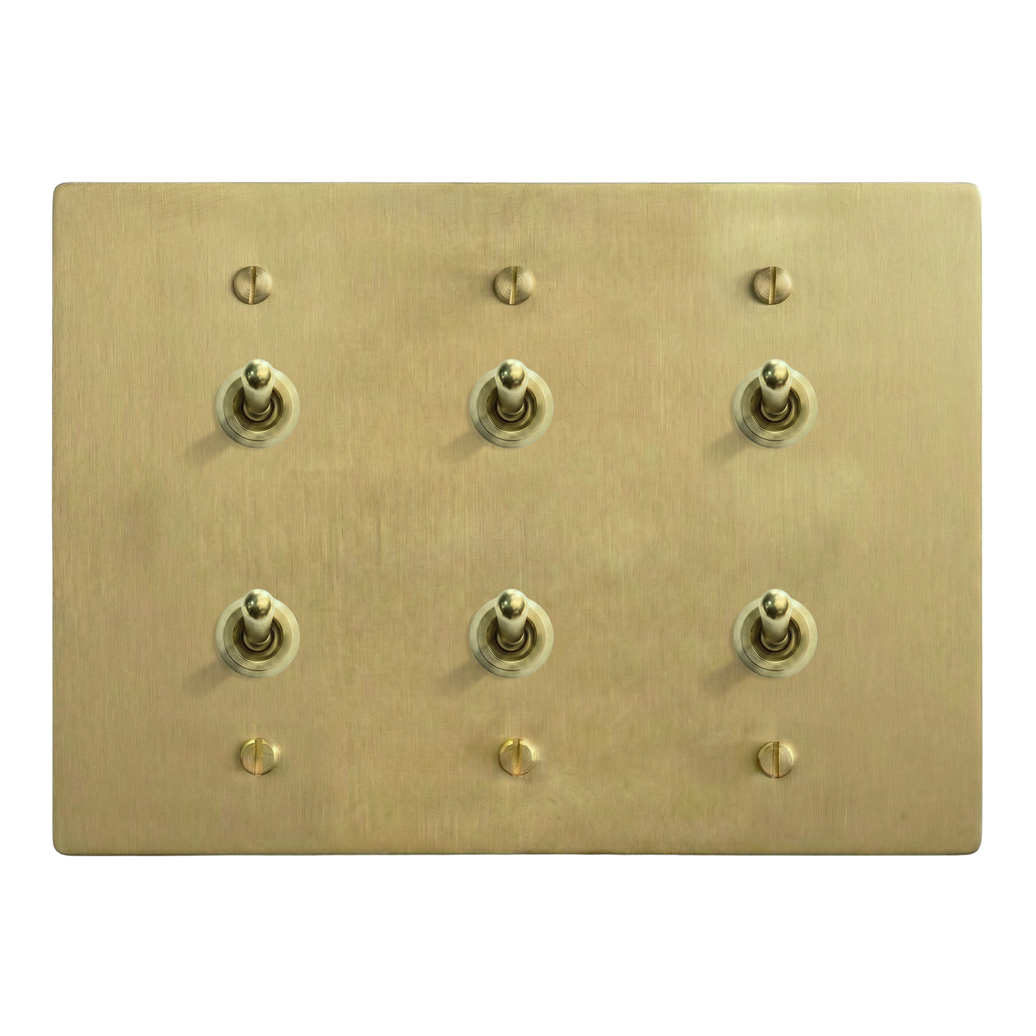 Satin Brass 3-Gang Stacked Vintage Toggle, Stacked Vintage Toggle & Stacked Vintage Toggle Switch Plate