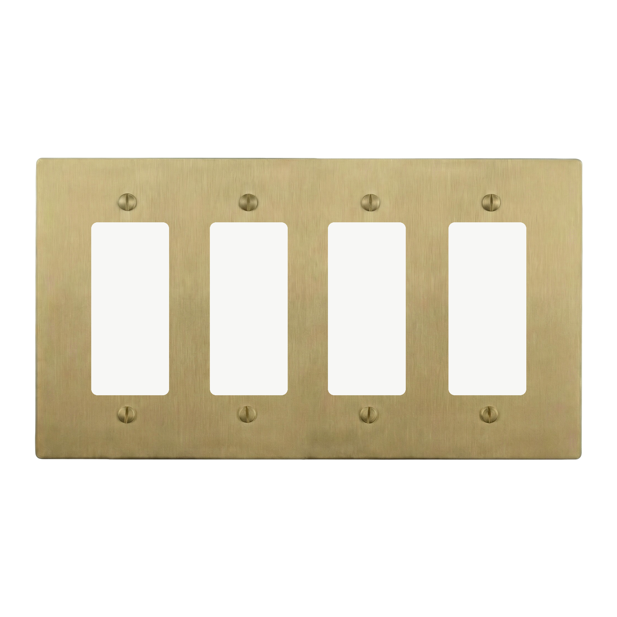 Satin Brass 4-Gang Decora, Decora, Decora & Decora Switch Plate