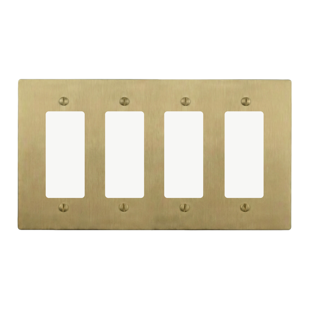 Satin Brass 4-Gang Decora, Decora, Decora & Decora Switch Plate