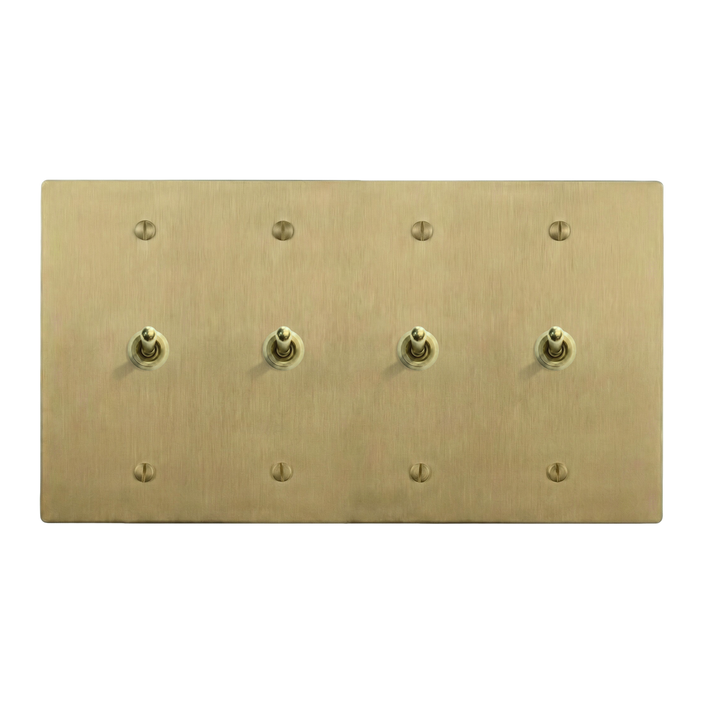 Satin Brass 4-Gang Vintage Toggle, Vintage Toggle, Vintage Toggle & Vintage Toggle Switch Plate