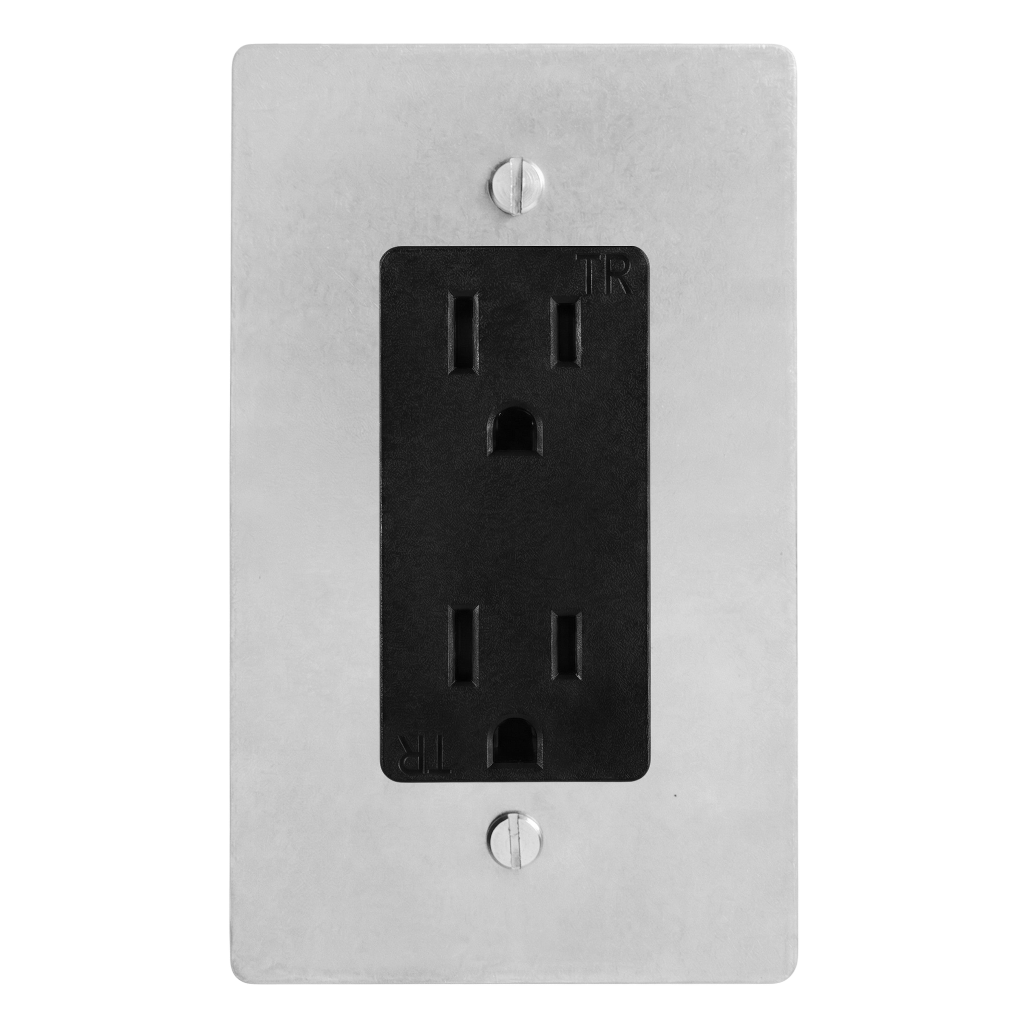 Satin Nickel 1-Gang Duplex Outlet Switch Plate in Black