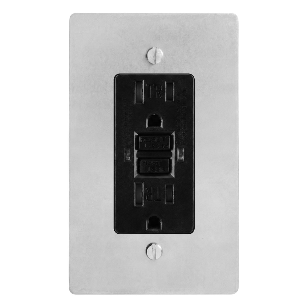 Satin Nickel 1-Gang GFCI Outlet Switch Plate in Black