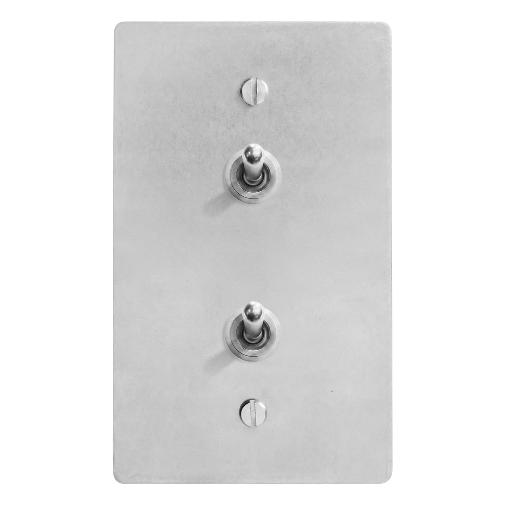 Satin Nickel 1-Gang Stacked Vintage Toggle Switch Plate