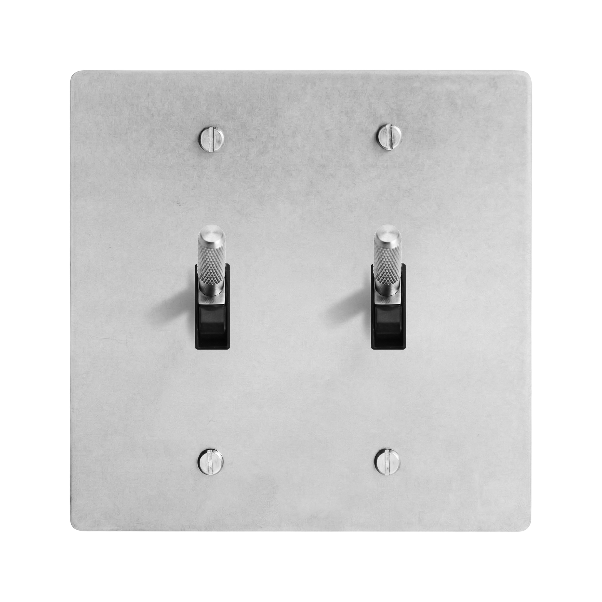 Satin Nickel 2-Gang Toggle & Toggle Switch Plate in Black