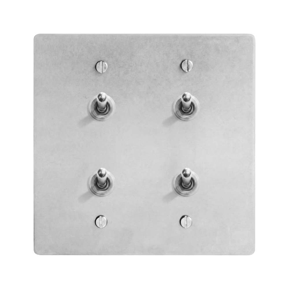 Satin Nickel 2-Gang Stacked Vintage Toggle & Stacked Vintage Toggle Switch Plate