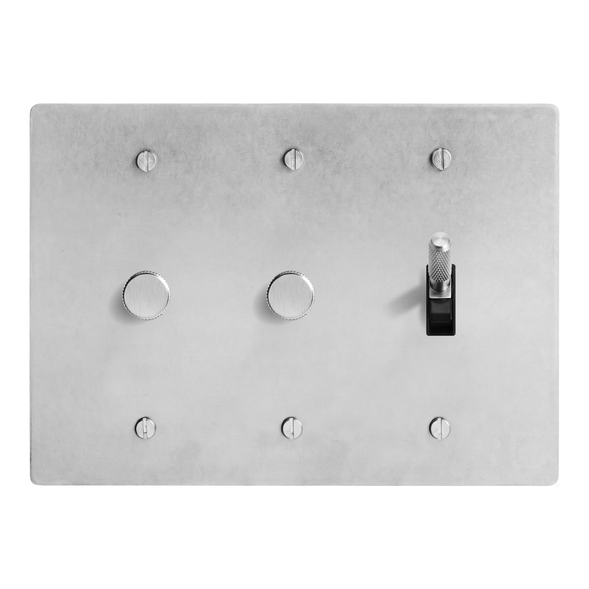 Satin Nickel 3-Gang Dimmer, Dimmer & Toggle Switch Plate in Black