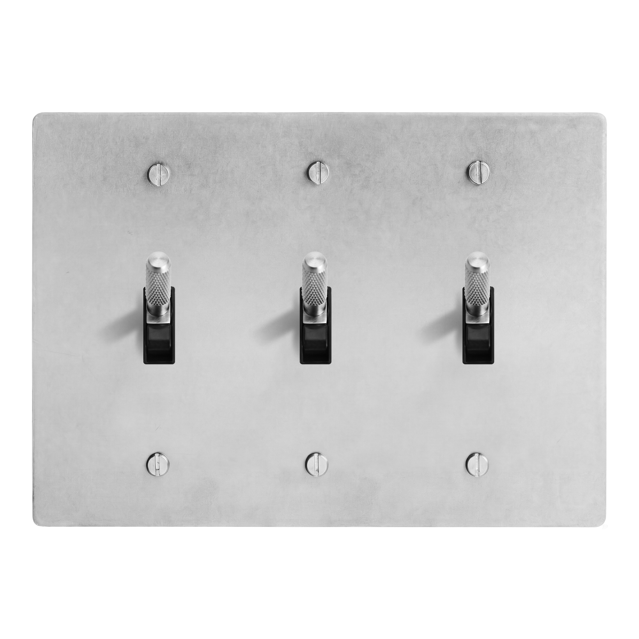Satin Nickel 3-Gang Toggle, Toggle & Toggle Switch Plate in Black