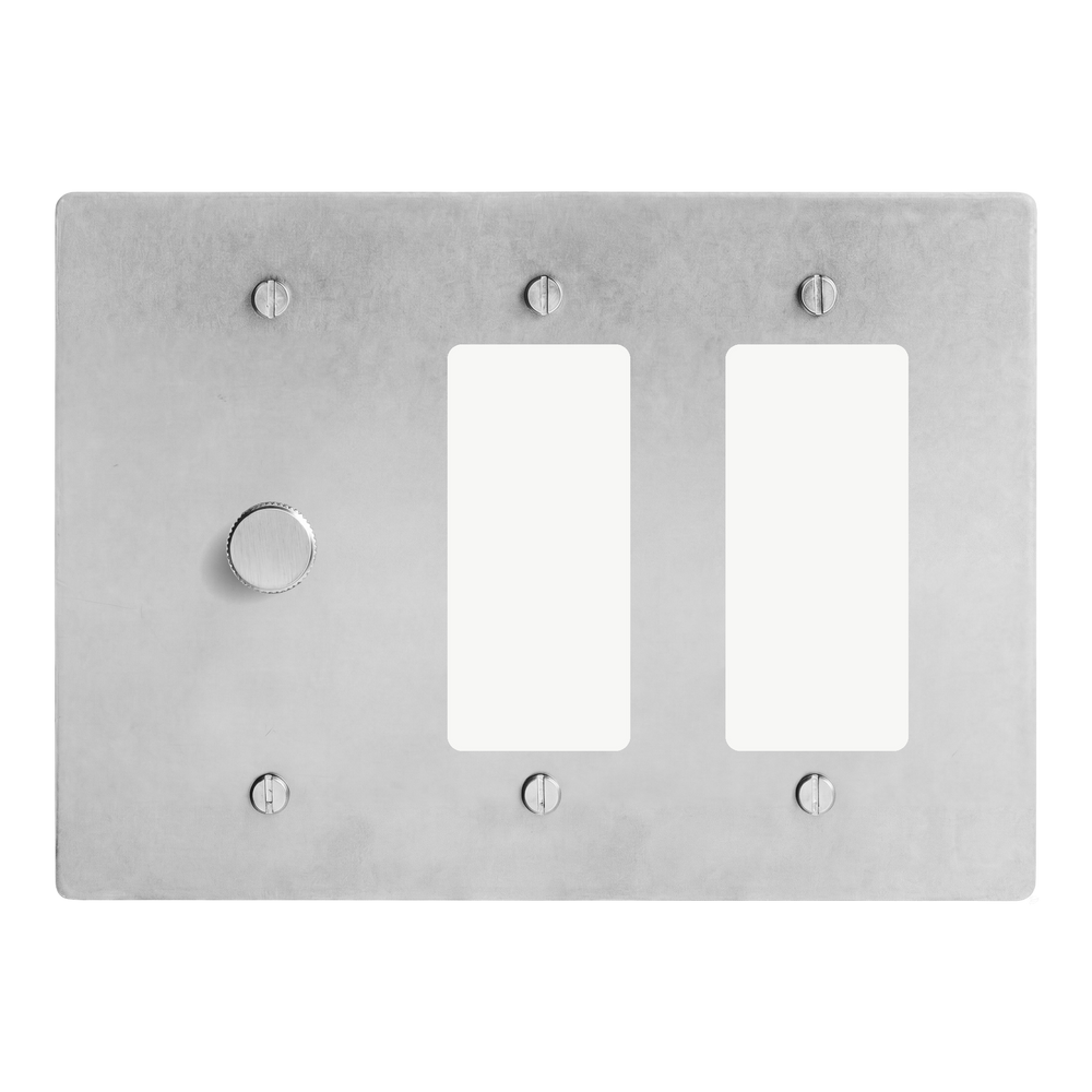 Satin Nickel 3-Gang Dimmer, Decora & Decora Switch Plate