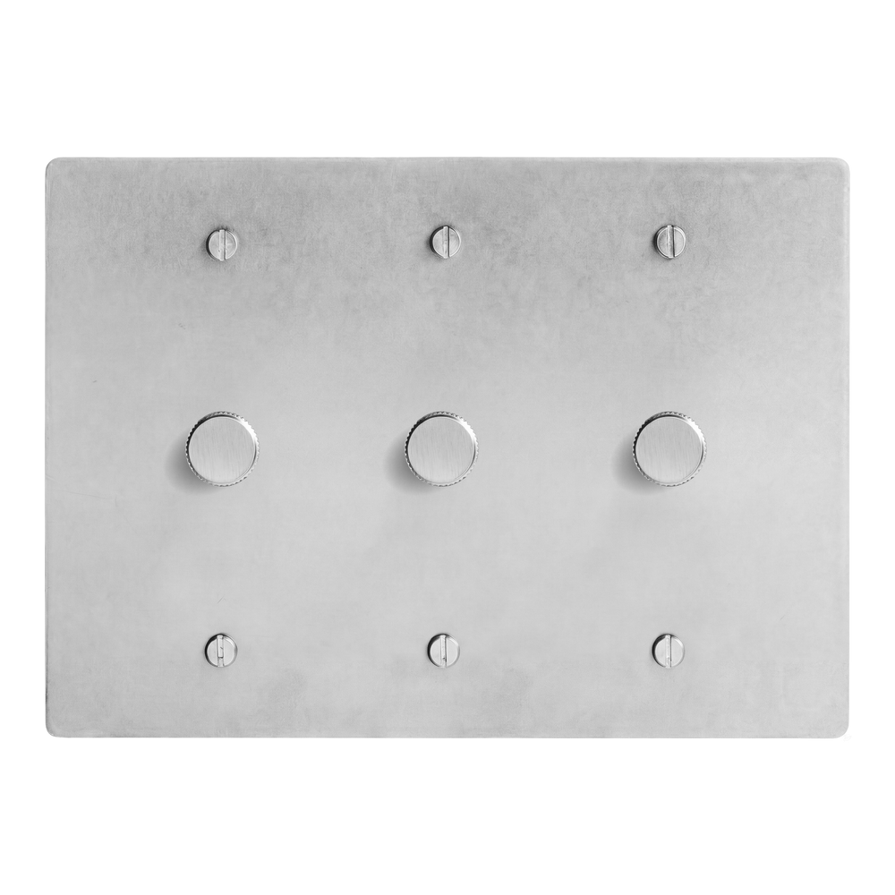 Satin Nickel 3-Gang Dimmer, Dimmer & Dimmer Switch Plate