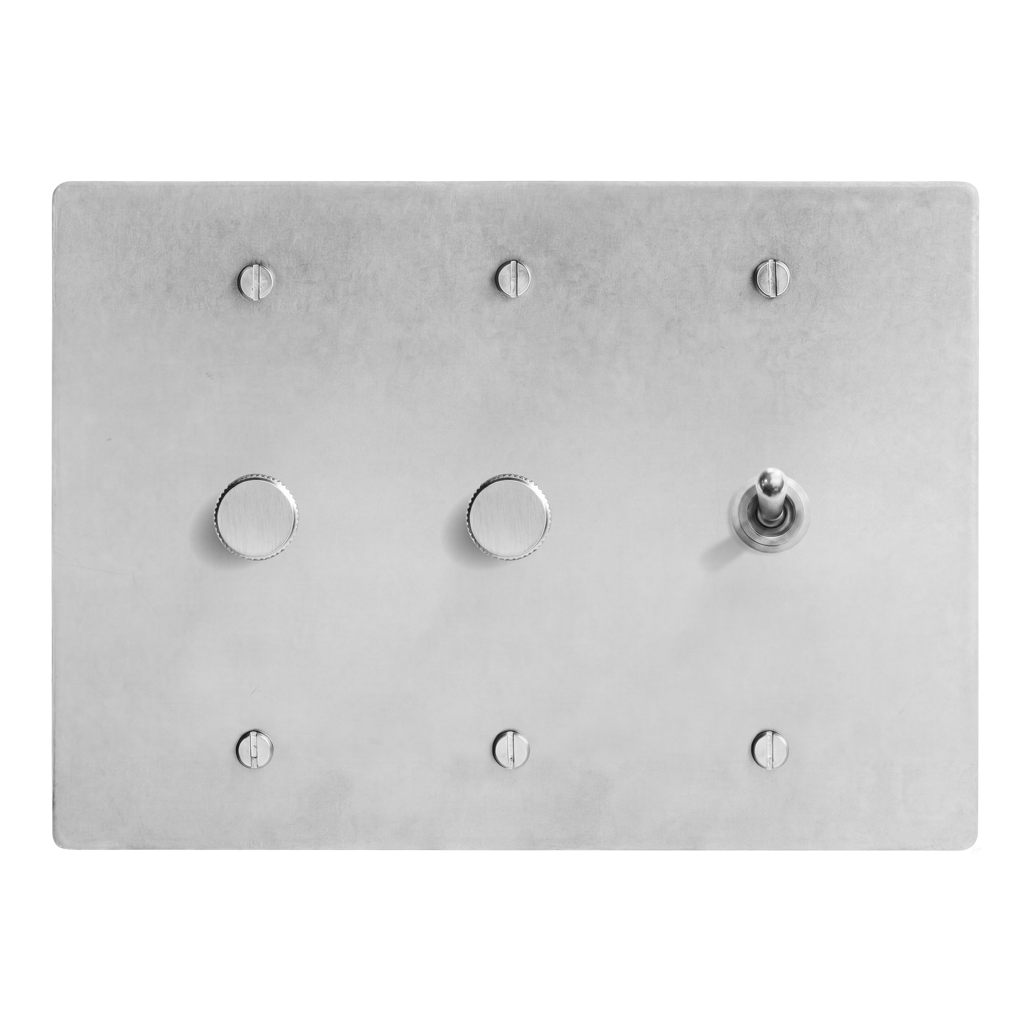 Satin Nickel 3-Gang Dimmer, Dimmer & Vintage Toggle Switch Plate