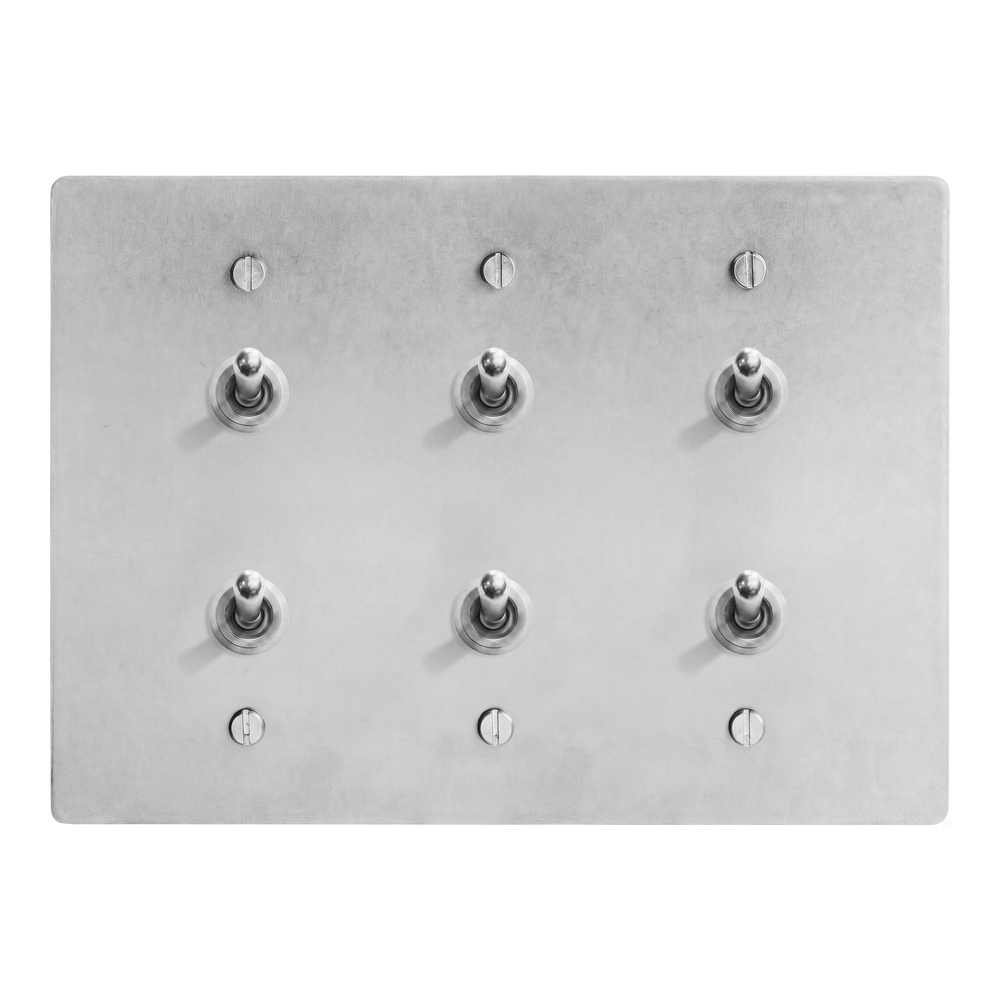 Satin Nickel 3-Gang Stacked Vintage Toggle, Stacked Vintage Toggle & Stacked Vintage Toggle Switch Plate