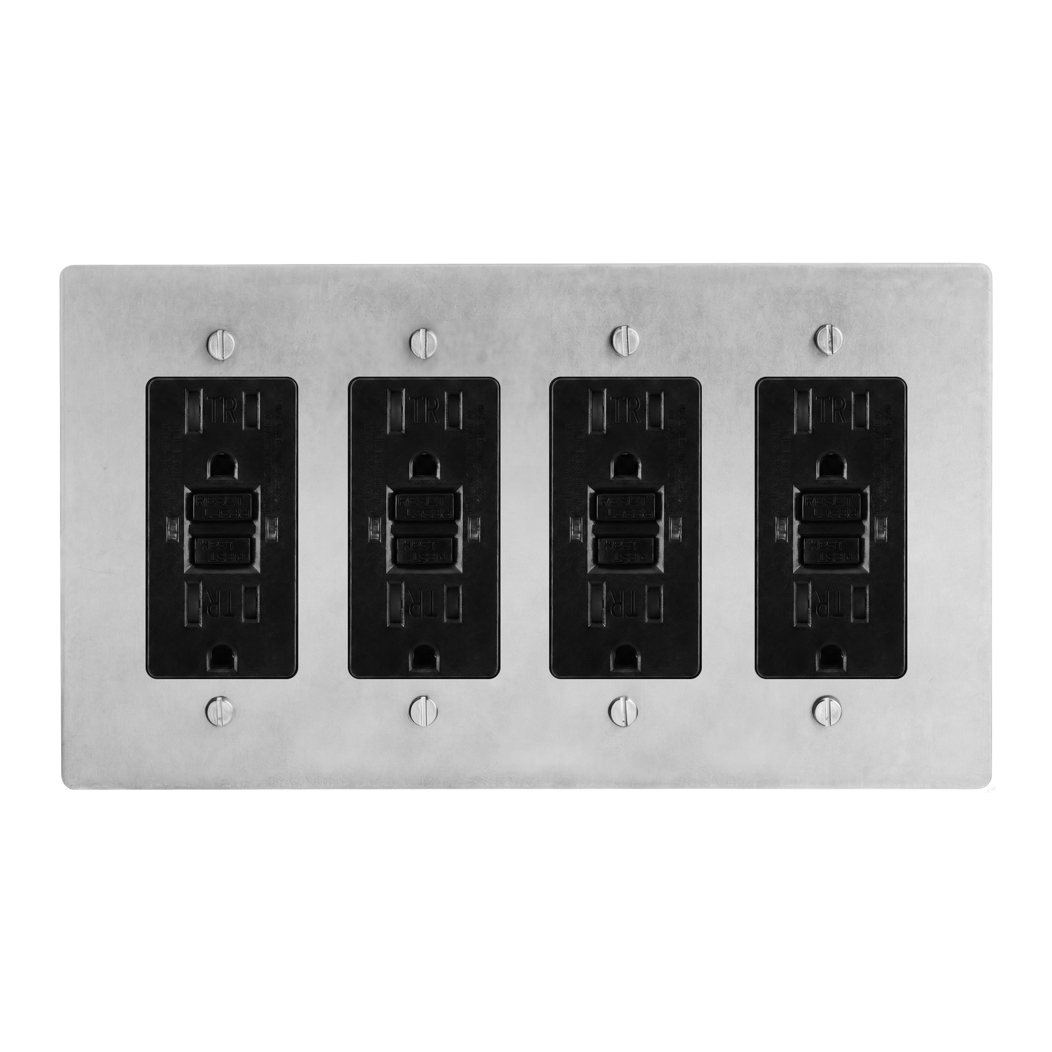 Satin Nickel 4-Gang GFCI Outlet, GFCI Outlet, GFCI Outlet & GFCI Outlet Switch Plate in Black