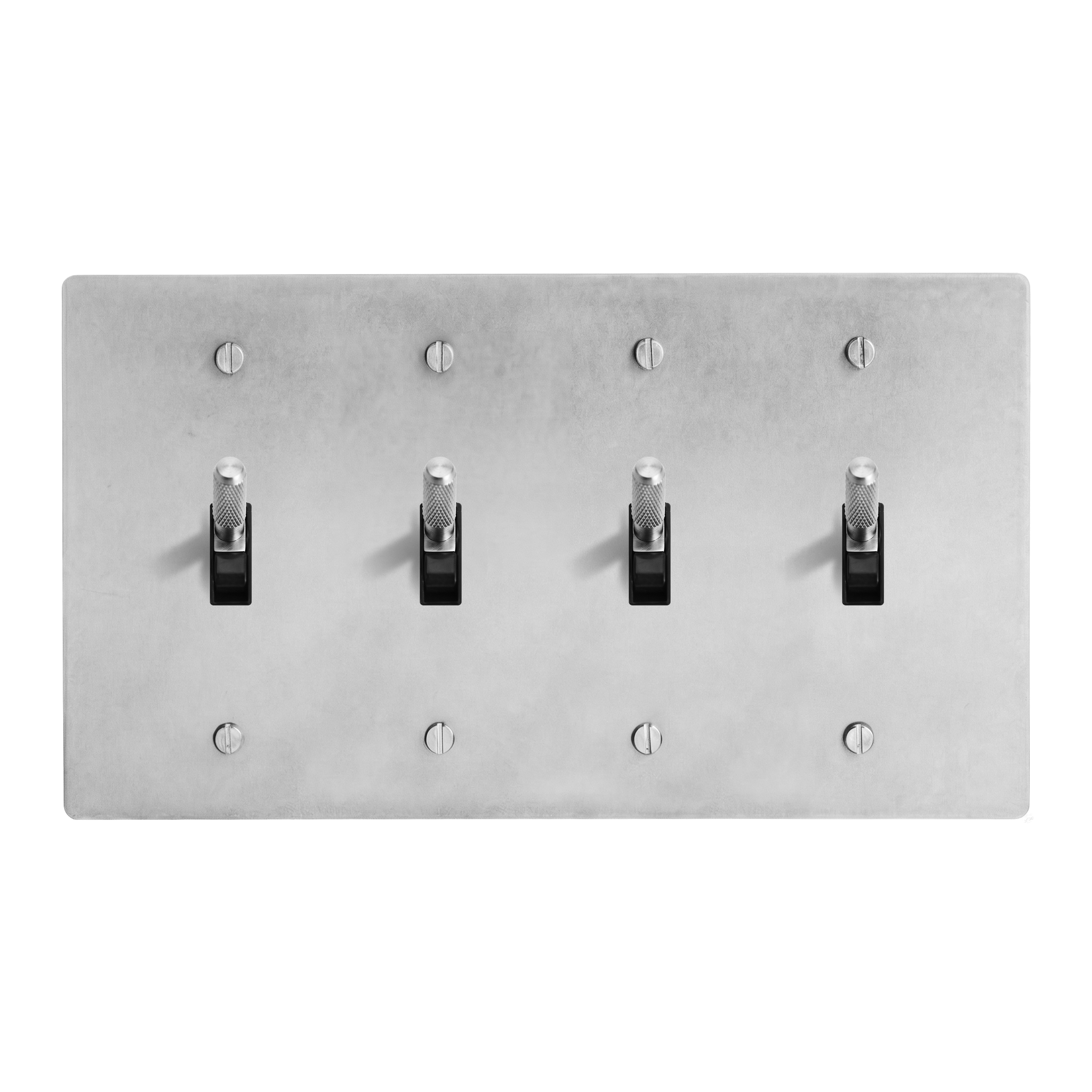 Satin Nickel 4-Gang Toggle, Toggle, Toggle & Toggle Switch Plate in Black