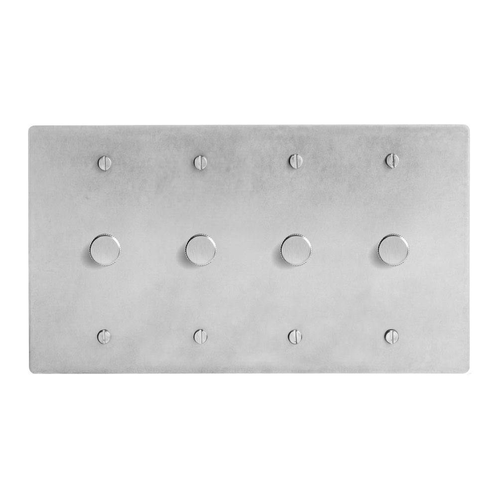 Satin Nickel 4-Gang Dimmer, Dimmer, Dimmer & Dimmer Switch Plate