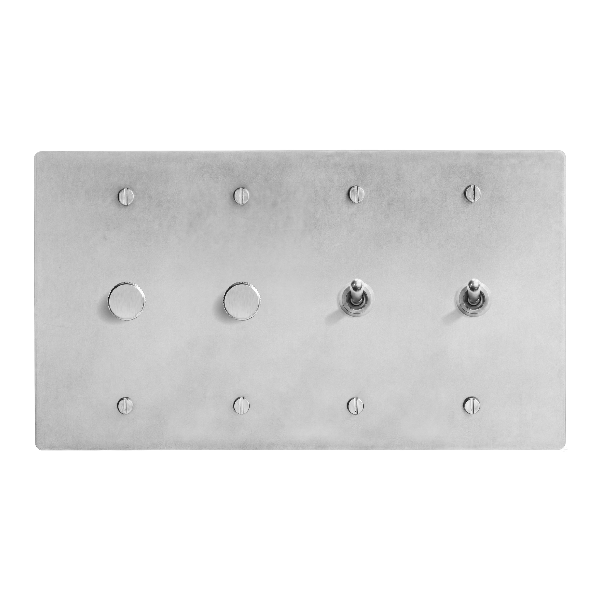 Satin Nickel 4-Gang Dimmer, Dimmer, Vintage Toggle & Vintage Toggle Switch Plate