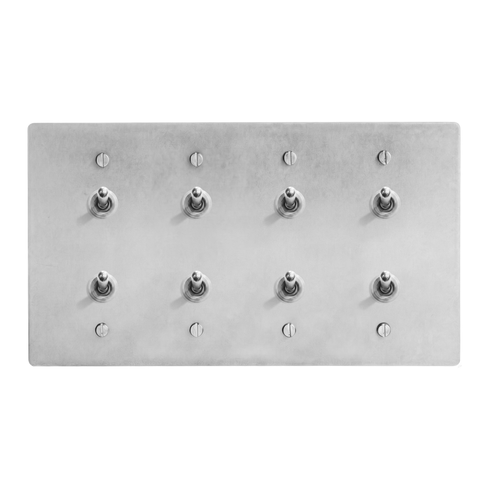 Satin Nickel 4-Gang Stacked Vintage Toggle, Stacked Vintage Toggle, Stacked Vintage Toggle & Stacked Vintage Toggle Switch Plate