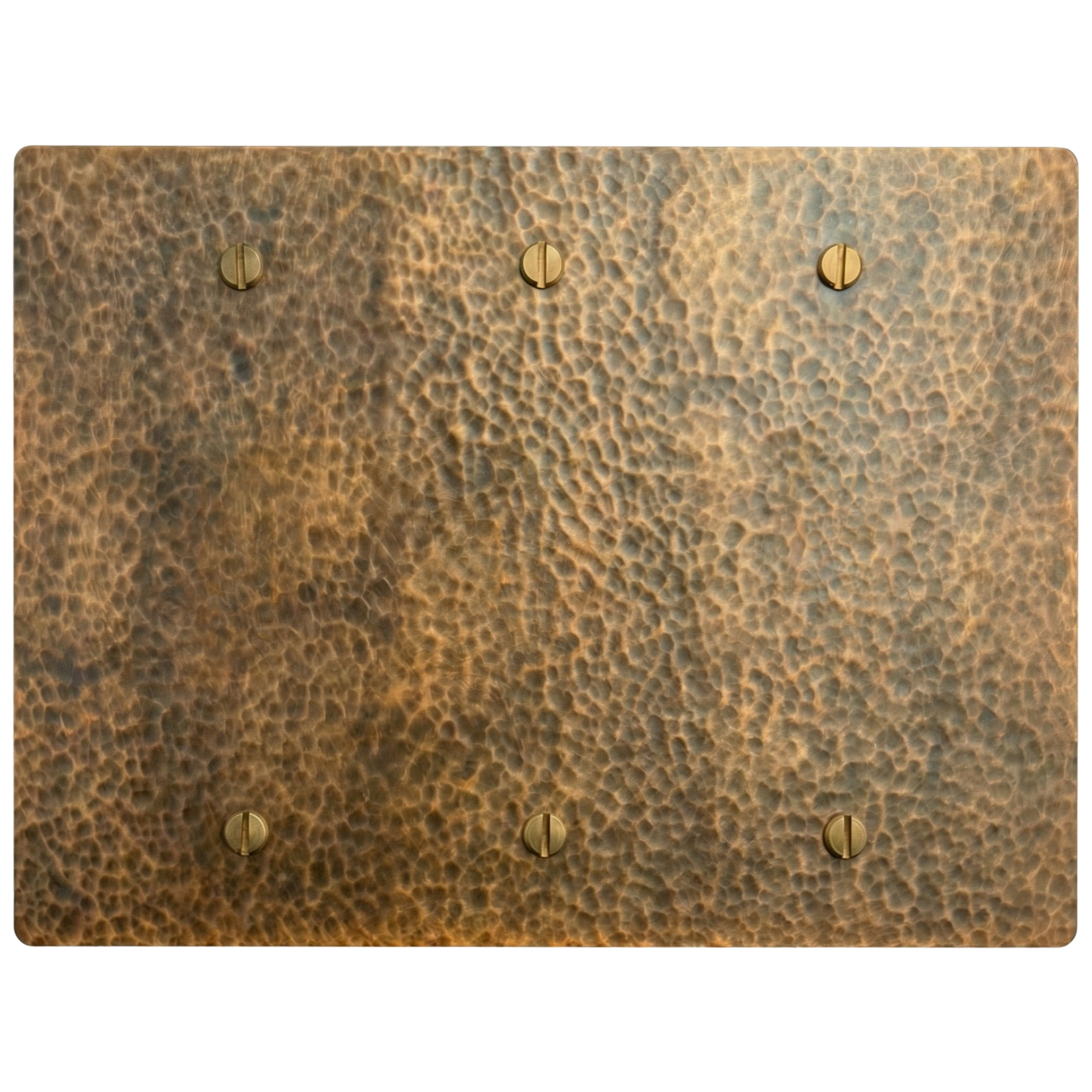 Hammered brass 3-gang switch plate